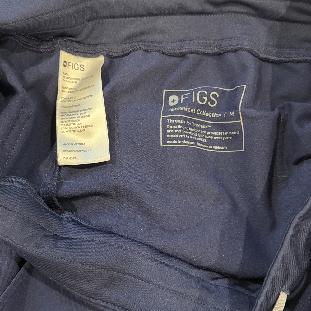 Figs Navy High Waisted Zamora Pants - Picture 2 of 2